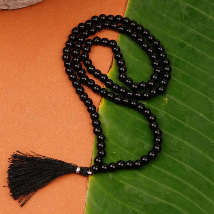 Black Hakik Mala (108 Beads) | Spiritual Protection Beads for Strength & Focus